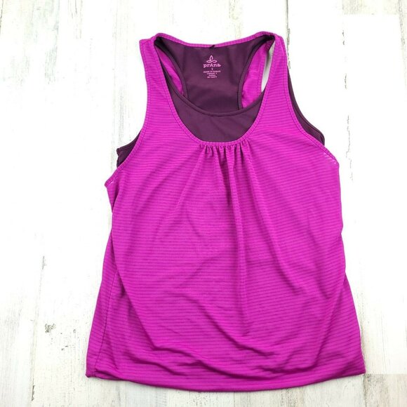 Prana Women's Sleeveless Scoop Neck Top Burnout Double Layer pink SZ S - Picture 1 of 6